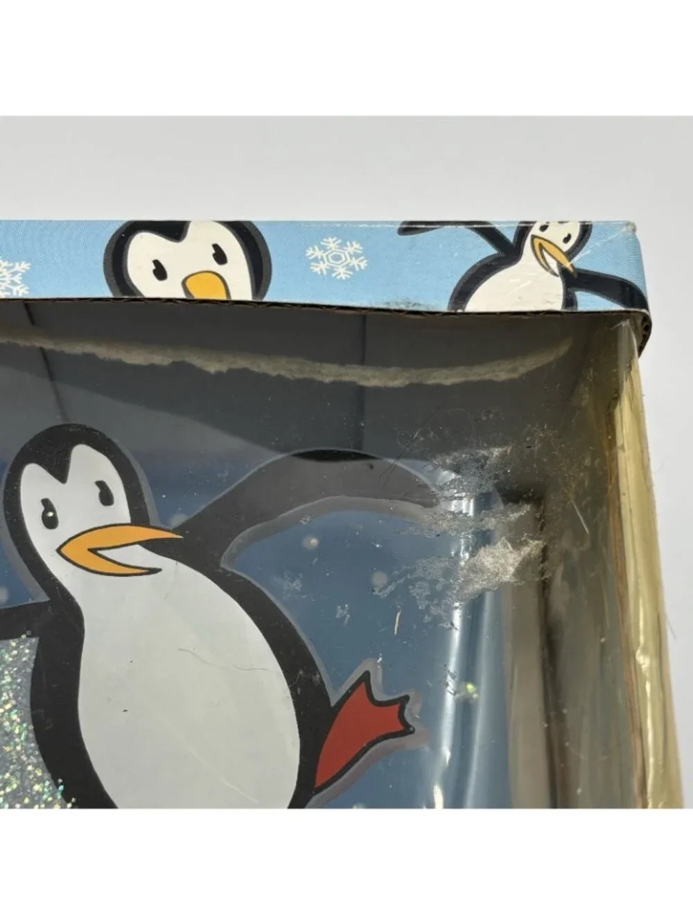 Penguin Sliding on Ice Night Light Glitter Acrylic Child Kid Bedroom Novelty